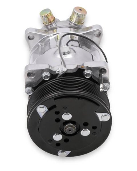 Holley Sanden Air Conditioning Compressors 199-105 Compressors, 508 Type, Aluminum, Polished, Clutch, 6-Groove, Serpentine Pulley, Each