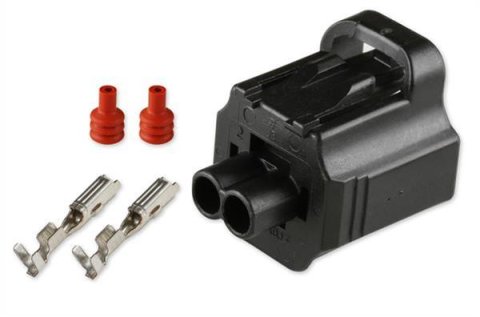 Holley Wiring Harness Connectors 570-237 Weatherproof Connectors, EFI, Ford Modular/Coyote, Manifold Air Temp Connector, SSC, 2-pin, Female, Gray Plastic, with Pins, Seals, TPA, Each