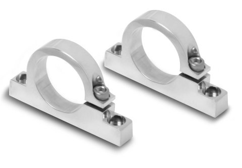 Holley Billet Fuel Filter Mounting Brackets 162-573S Brackets, Aluminum, Polished Finish, fits 1.50 in. Diameter filters, Pair