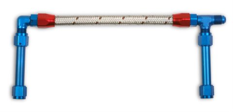 Holley Fuel Lines 34-45 Lines, Braided Flex, Stainless, Aluminum, Red/Blue Fittings, -6 AN Male, -6 AN Female, Ultra 4150HP