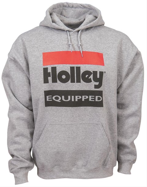 Holley Equipped Logo Hooded Sweatshirt 10023-XXXLHOL Sweatshirts, Logo, Hooded, Pullover, Long Sleeve, Cotton, Gray, Men's, 3X-Large, Each