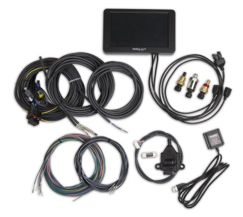 Holley EFI Digital Dash Standalone Kits 553-109 Dashboard Displays, EFI, Dash, Standalone, 7 in. Touch Screen, Rectangular, Aluminum Housing, Black, Wire Harness, Sensors, Kit