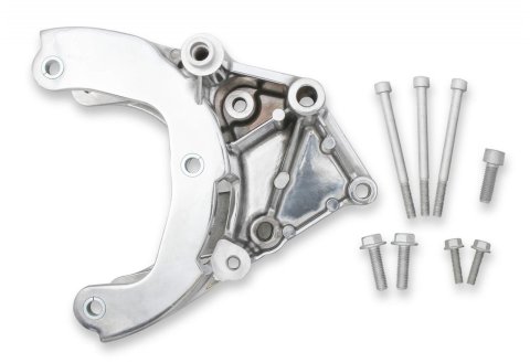 Holley LS Engine Air Conditioner Brackets 20-133P Conditioning Compressor Brackets, for R4 Compressor, Aluminum, Polished, Chevy, Small Block LS, Each