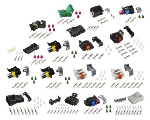 Holley EFI ECU Connector Kits 570-102 Weatherproof Connectors, EFI, GM, MPFI/TPI, Main Harness Connectors, J1A/J1B Connectors, Pins, Seals, Cavity Plugs included, Kit