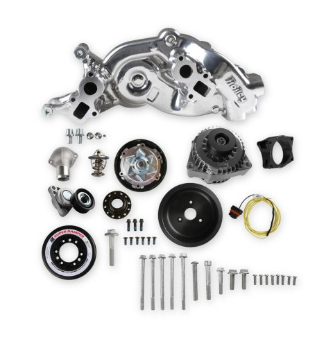 Holley Mid-Mount Complete Accessory Systems 20-202P Drive Systems, LT Mid-Mount, Serpentine, Alternator, Water Pump, Pulleys, 6-groove, SFI Damper, Polished Finish, Chevy, 6.2L, Kit