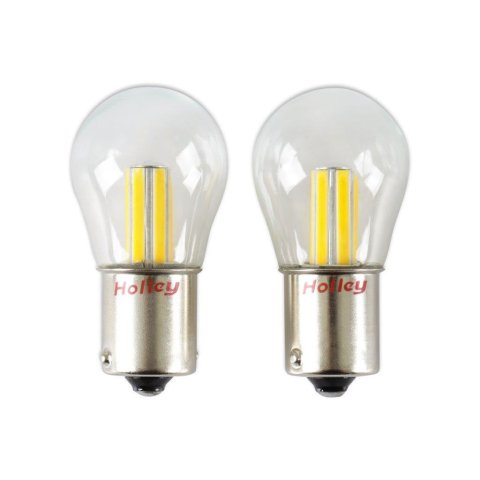 Holley RetroBright LED Light Bulbs HLED05 Bulbs, RetroBright, LED, 1156 Style, Classic White, 3,000K, 580 Lumens, Turn Signal, Bulbs, Pair