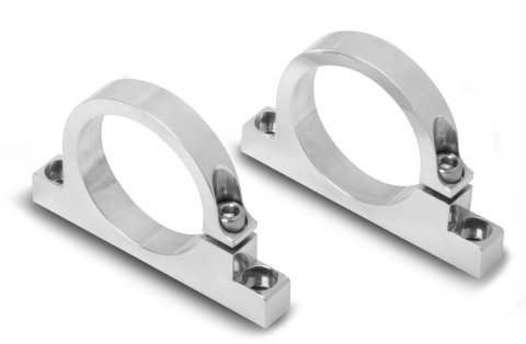 Holley Billet Fuel Filter Mounting Brackets 162-574S Brackets, Aluminum, Polished Finish, fits 2.00 in. Diameter filters,Pair