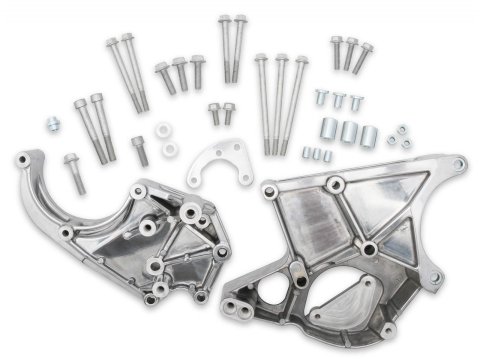 Holley LS Engine Accessory Drive Kits 20-132P Bracket Kits, for Sanden SD508 or SD7 Compressor, Aluminum, Polished, Chevy, Small Block LS, Kit