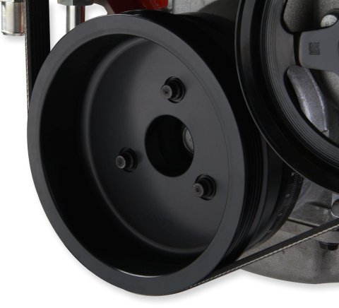 Holley Replacement Crankshaft Pulleys 97-159 Pulleys, Holley, Replacement, LS Serpentine, 3-bolt, 6-groove, Steel, Black, for Mid-Mount Accessory Drive, Chevy, 5.7-6.2L, Each