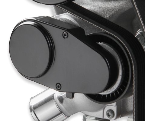 Holley Tensioner Covers 97-158 Accessory Belt Dress-Up Covers, Holley, Aluminum, Black Finish, for Mid Mount Accessory Drive, includes Hardware, Each
