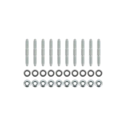 Holley Intake Manifold Studs 300-926 Studs, Manifold, Installation, Steel, Silver Finish, Standard Hex Nut, Washers, for Coyote Hi-Ram, Lo-Ram, Intakes, 10-piece, Ford, 5.0L, Set