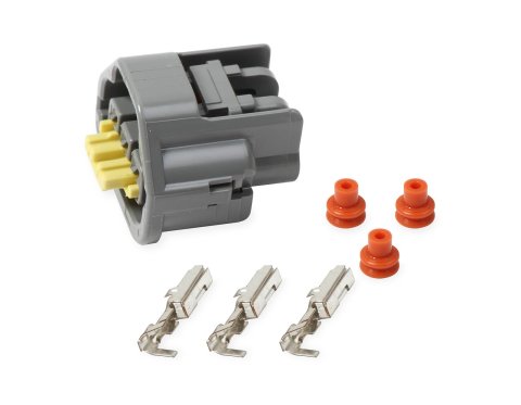 Holley Wiring Harness Connectors 570-232 Weatherproof Connectors, EFI, Hemi Cam Sensor Connector, Main Harness, Single-Pack, 3-pin, Female, Gray Plastic, with Pins, Seals, TPA, Each