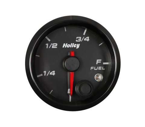 Holley Analog Standalone Gauges 26-614 Gauge, Standalone, Fuel Level, E-F, Programmable, 2 1/16 in. Diameter., Analog, Full Sweep, Illuminated, for Electrical Sending Unit, Black Face, Each