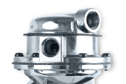 Holley Mechanical Fuel Pumps 12-454-20 Pumps, Mechanical, 170 gph, 8 psi, Aluminum, Silver, -8 AN, Female Thread, O-ring Cut, Inlet and Outlet, Chevy, 396ci, 402ci, 427ci, 454ci, Each
