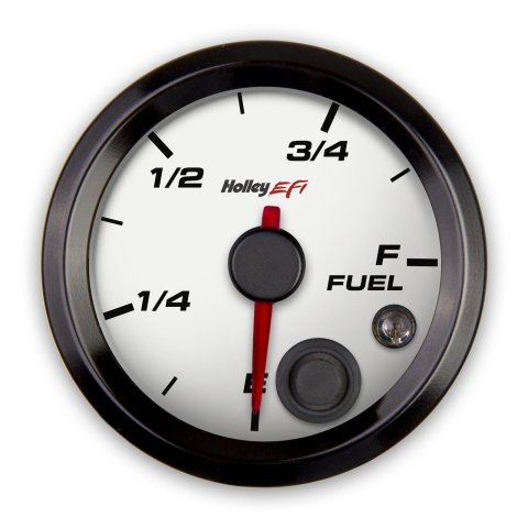 Holley EFI Analog Display Gauges 553-133W Gauges, EFI, Fuel Level, Empty-Full, Analog, Electric Sending Unit, 2 1/16 in. Diameter, Full Sweep, Programmable, White Face, Red Needle, Each