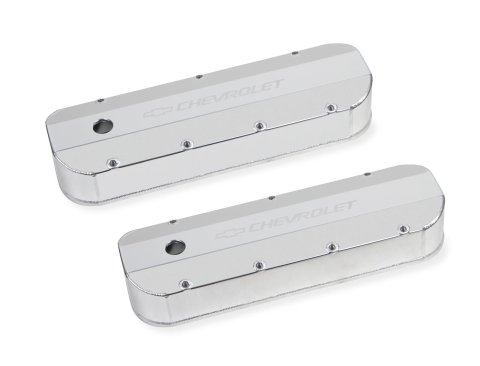 Holley Track Series Valve Covers 241-278 Covers, Series, Perimeter Bolt, Tall, Chevrolet Logo, Fabricated Aluminum, Polished, Baffled, Chevy, 396ci, 402ci, 427ci, 454ci, Pair