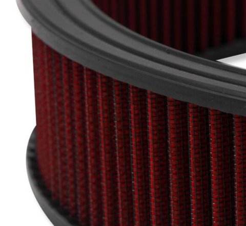 Holley Air Cleaner Assemblies 120-4230 Cleaners, 16 in. Round, 5.125 in. Horn, Dropped Base, Steel, Black Satin, Cotton Gauze Filter, Red, 3 in. Tall, fits Model 4150, 4160, Each