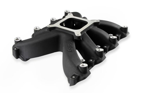 Holley EFI LS Single Plane Mid-Rise Intake Manifolds 300-269BK Manifolds, EFI, LS, Plane, Mid-Rise, Rectangular Port Head, Raised, 2,500-7,000 RPM Range, Aluminum, Black Finish, Chevy, LS, 7.0L, Each