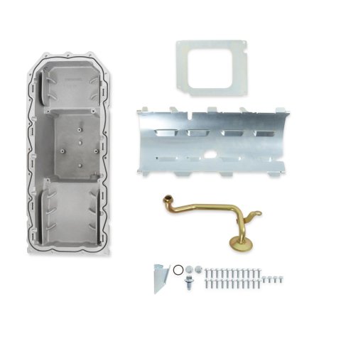 Holley Gen III Hemi Retrofit Oil Pans 302-61BK Pans, Hemi, RetroFit, Wet Sump, Center, 6 Quart, Dipstick Compatible, Cast Aluminum, Black, Chrysler, Dodge, Plymouth, 345ci, 392ci,