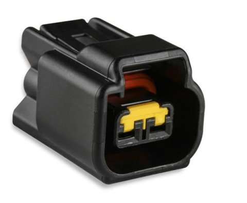 Holley Wiring Harness Connectors 570-241 Weatherproof Connectors, EFI, Ford Modular/Coyote, Cam/Crank Position Sensor Connector, Sealed, 2-pin, Female, Black Plastic, Seals, TPA, Each