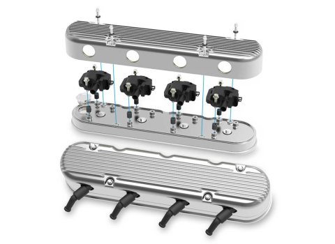 Holley Aluminum LS Valve Covers 241-181 Covers, LS, Center and Perimeter Bolt, Tall, Finned, Cast Aluminum, Polished Finish, Two-Piece, Chevy, LS, 4.8-7.0L, Pair