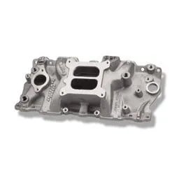 Holley Street Dominator Intake Manifolds 300-64 Manifolds, Dominator, Single Carburetor, Dual Plane, Square Bore, Aluminum, Satin Finish, Chevy, 305ci, 350ci, Cast Iron Head, Each
