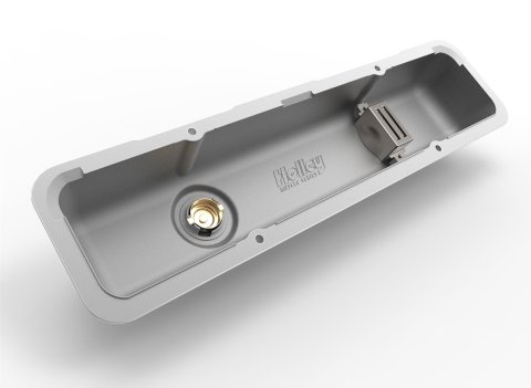 Holley Muscle Series Valve Covers 241-137 Covers, Series, Perimeter Bolt, Stock Height, Finned, Cast Aluminum, Polished Finish, Chevy, 4.3-6.6L, Pair