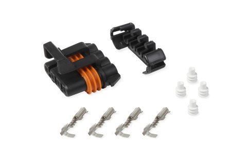 Holley Wiring Harness Connectors 570-205 Weatherproof Connectors, EFI, Knock Sensor Connector, MPFI Universal Harness, Metripack, 3-pin Male, Black Plastic, with Pins, Seals, TPA, Each