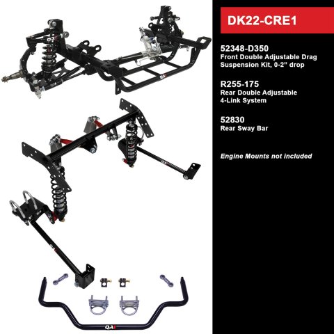 QA1 Level 2 Full Vehicle Drag Racing Suspension Kits for 1970-1974 BARRACUDA, CHALLENGER, CUDA - DK22-CRE1 Handling Packages, Racing, Coil Springs, Shocks/Struts, Control Arms, Rear Sway Bar, 0-2.000 in. Drop, Dodge, Plymouth, Kit