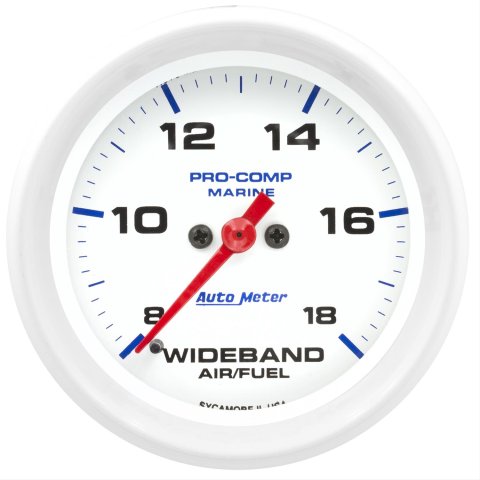 AutoMeter Pro-Comp Marine Analog Gauges 200870 Gauge, Marine, Air/Fuel Ratio, 2 5/8 in., 8:1-18:1 Air/Fuel Ratio, Full Sweep, White Face, Red Pointer, White Bezel, Electrical, Each