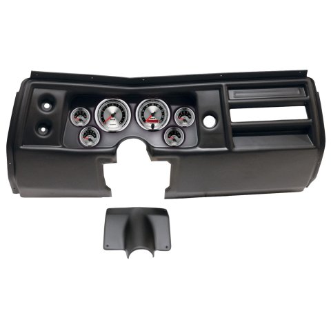 AutoMeter American Muscle Instrument Clusters for 1968 CHEVELLE, EL CAMINO - 2901-01 Gauge Kit, Muscle, Analog, Silver Face, Speedo, Tach, Oil, Water, Volt, Fuel, White Numbers, Red Pointers, Black Panel, Chevy, No Vent, Kit