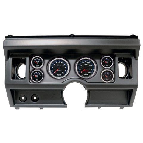 AutoMeter Cobalt Instrument Clusters 2919-05 Gauge Kit, Cobalt, Analog, Black Face, Speedo, Tach, Oil, Water, Volt, Fuel, White/Blue Numbers, Red Pointers, Black Panel, Ford, With A/C, Kit