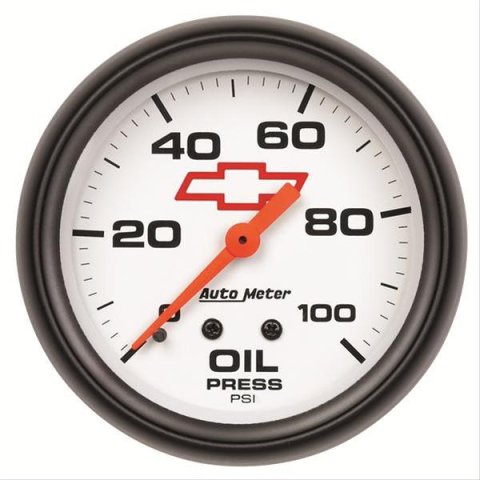AutoMeter Phantom Chevy Bowtie Analog Gauges 5821-00406 Gauge, Phantom, Emblem, Oil Pressure, 0-100 psi, 2 5/8 in., Analog, Mechanical, Each