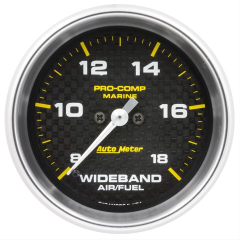 AutoMeter Pro-Comp Marine Carbon Fiber Analog Gauges 200870-40 Gauges, Gauges, Air/Fuel Ratio - Wideband, 8:1-18:1 Ratio, 2 5/8 in. Diameter, Silver Bezel, Electrical, Each