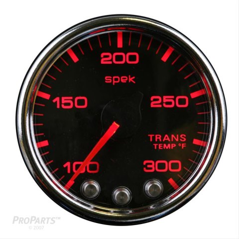 AutoMeter Spek-Pro Analog Gauges P34231 Gauges, Spek-Pro, Transmission Temperature, 100-300 degrees F, 2 1/16 in., Black Face, Multicolor Numbers, Chrome Bezel, Analog, Electrical, Each