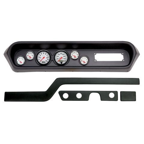 AutoMeter Phantom Instrument Clusters for 1964-1965 GTO, LEMANS - 2108-09 Gauge Kit, Phantom, Analog, White Face, Speedometer, Tach, Oil, Water, Volts, Fuel, Black Numbers, Red Pointers, Black Panel, Pontiac, Kit