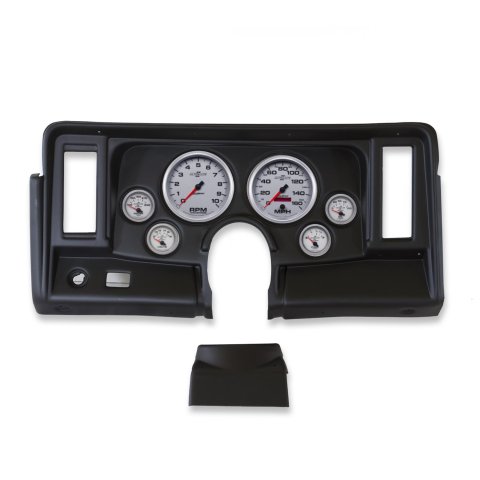 AutoMeter Ultra-Lite II Instrument Clusters for 1969-1976 NOVA - 2134-14 Gauge Kit, II, Analog, Silver Face, Speedo, Tach, Oil, Water, Volt, Fuel, Black Numbers, Red Pointers, Black Panel, Chevy, Kit