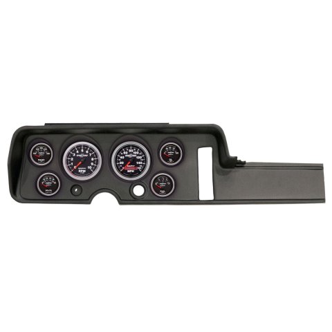 AutoMeter Sport-Comp II Instrument Clusters for 1968 GTO, LEMANS - 2906-12 Gauge Kit, II, Analog, Black Face, Speedometer, Tach, Oil, Water, Volt, Fuel, White Numbers, Red Pointers, Black Panel, Chevy, Kit