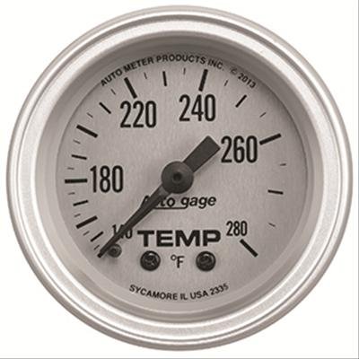 Autogage by AutoMeter Analog Gauges 2335 Gauge, Silver , Water Temperature, 140-280 Degrees F, 2 1/16 in., Analog, Mechanical, Each