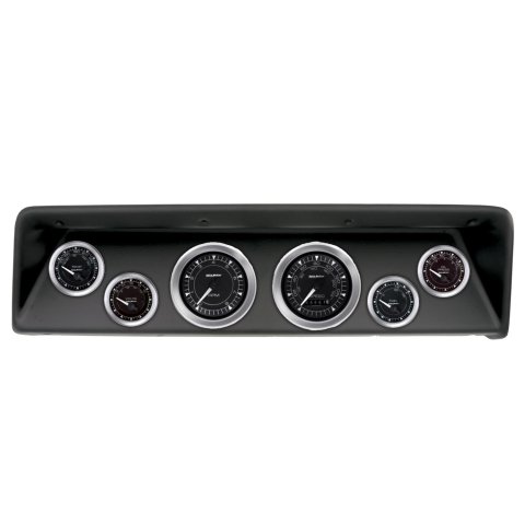 AutoMeter Chrono Instrument Clusters for 1966-1967 CHEVY II - 2112-04 Gauge Kit, Chrono, Analog, Black Face, Speedometer, Tach, Oil, Water, Volts, Fuel, White Numbers and Pointers, Black Panel, Chevy, Kit