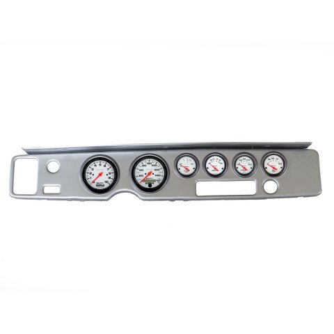 AutoMeter Phantom Instrument Clusters for 1970-1981 FIREBIRD - 2138-09 Gauge Kit, Phantom, Analog, White Face, Speedo, Tach, Oil, Water, Volt, Fuel, Black Numbers, Red Pointers, Brushed Panel, Pontiac, Kit