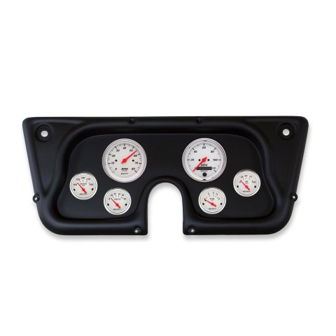 AutoMeter Arctic White Instrument Clusters 2142-03 Gauge Kit, White, Analog, Speedometer, Tach, Oil, Water, Volt, Fuel, Black Numbers, Red Pointers, Black Panel, Chevy, Kit