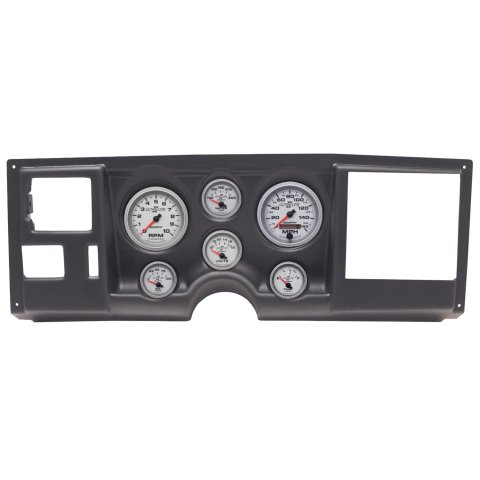 AutoMeter Ultra-Lite II Instrument Clusters 2925-14 Gauge Kit, II, Analog, Silver Face, Speedometer, Tach, Oil, Water, Volt, Fuel, Black Numbers, Red Pointers, Black Panel, Chevy, GMC, Kit