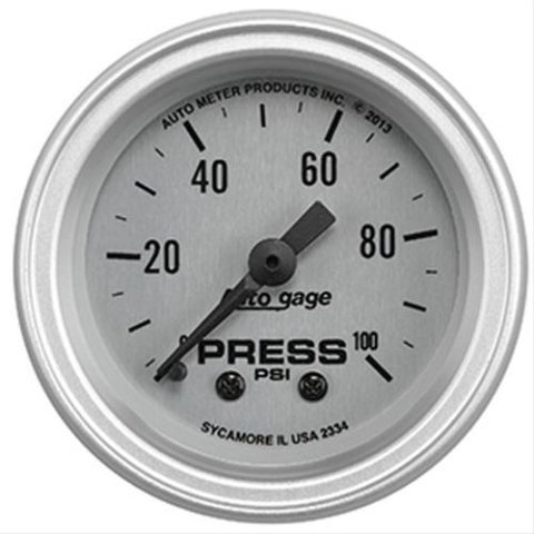 Autogage by AutoMeter Analog Gauges 2334 Gauge, Silver , Oil Pressure, 0-100 PSI, 2 1/16 in., Analog, Mechanical, Each