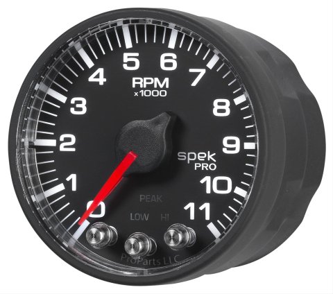 AutoMeter Spek-Pro Tachometer Gauges P336328 Gauge, Analog, 0-11,000 rpm, 2 1/16 in. Diameter, Black Face, Full Degree Sweep, Electrical, Each
