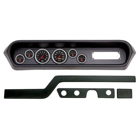 AutoMeter Sport-Comp Instrument Clusters for 1964-1965 GTO, LEMANS - 2108-11 Gauge Kit, Sport-Comp, Analog, Black Face, Speedometer, Tach, Oil, Water, Volts, Fuel, White Numbers, Red Pointers, Black Panel, Pontiac, Kit