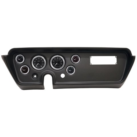 AutoMeter Chrono Instrument Clusters for 1967 GTO, LEMANS - 2113-04 Gauge Kit, Chrono, Analog, Black Face, Speedometer, Tach, Oil, Water, Volts, Fuel, White Numbers and Pointers, Black Panel, Pontiac, Kit