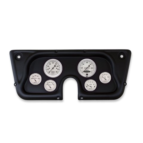 AutoMeter Old Tyme White Series Instrument Clusters 2142-08 Gauge Kit, White, Analog, Speedometer, Tach, Oil, Water, Volt, Fuel, Black Numbers and Pointers, Black Panel, Chevy, Kit