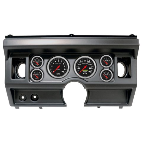 AutoMeter Sport-Comp Instrument Clusters 2919-11 Gauge Kit, Sport-Comp, Analog, Black Face, Speedo, Tach, Oil, Water, Volt, Fuel, White Numbers, Red Pointers, Black Panel, Ford, With A/C, Kit