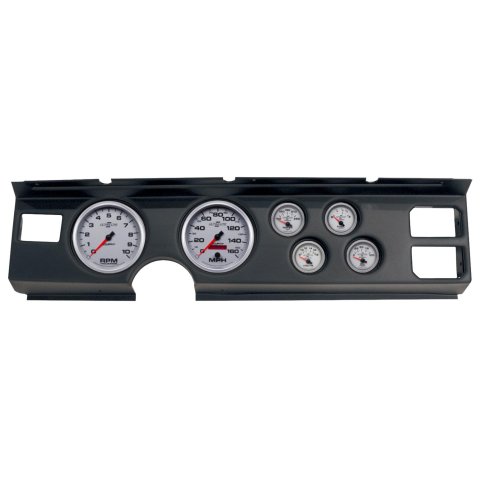 AutoMeter Ultra-Lite II Instrument Clusters for 1982-1984 FIREBIRD - 2920-14 Gauge Kit, II, Analog, Silver Face, Speedo, Tach, Oil, Water, Volt, Fuel, Black Numbers, Red Pointers, Black Panel, Pontiac, Kit